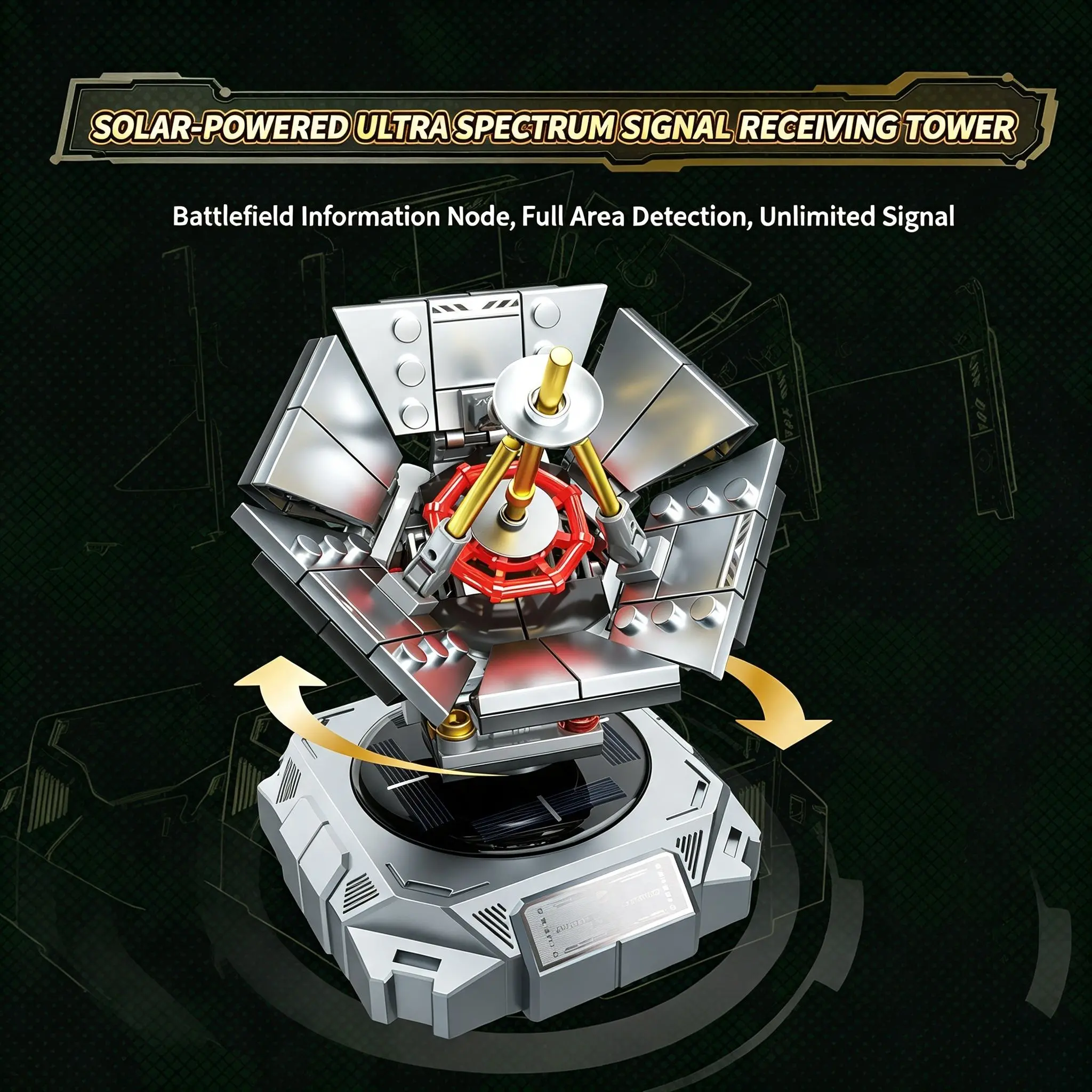 Solar-Powered Ultra-Spectrum Signal Receiving Tower Battlefield Information Node Full Area Detection Unlimited Signal