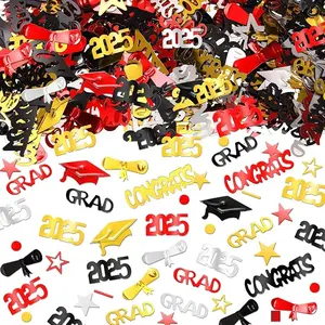 3000 Pieces 2025 Graduation Confetti Class of 2025 Graduation Party Decorations Graduation Diploma Confetti Decorations for Grad Anniversary Party(Gold, Silver, Black, Red, 2025 Style)