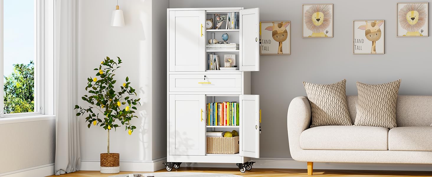 71" Heavy-Duty Metal Garage Storage Cabinet with Locking Doors & Adjustable Shelves – Rolling Tool Cabinet on Wheels, Large Storage Organizer with Drawer for Garage, Warehouse, Workshop (Black) room bathroom 71" Heavy-Duty Metal Garage Storage Cabinet with Locking Doors & Adjustable Shelves – Rolling Tool Cabinet on Wheels, Large Storage Organizer with Drawer for Garage, Warehouse, Workshop (Black) room bathroom