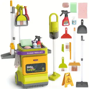 Kids Cleaning Toy Set for Toddlers，Detachable 20 Pcs Pretend Play Setwith Real Working Vacuum Cleaner, Broom, Spray Bottle and More，Educational Toddler Cleaning Carts