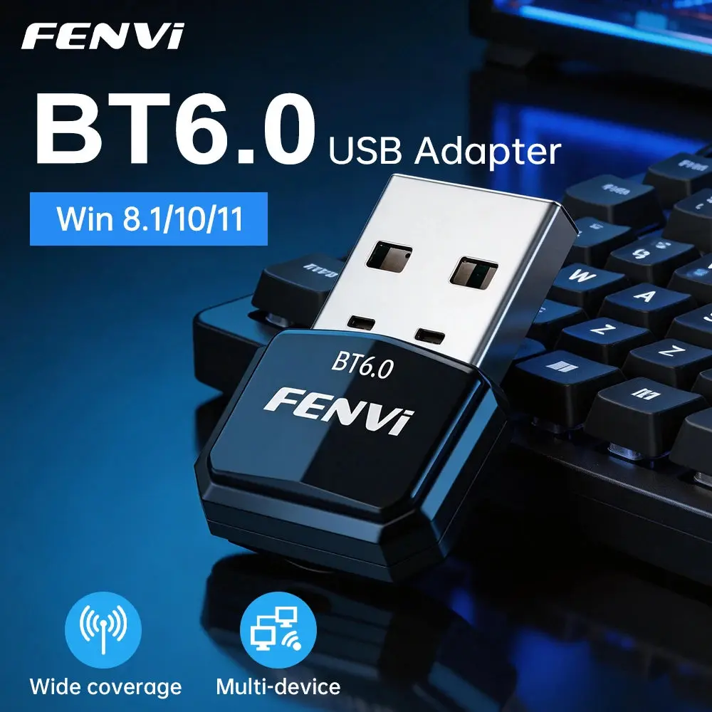 FENVI Bluetooth 6.0 USB Adapter Dongle for PC Windows 11/10