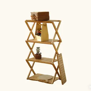 Foldable Storage Rack & Table - Heavy-Duty Portable Picnic Table and Storage Rack, Space-Saving for Camping, Picnics, Backyard, Detachable for Transport, Sturdy Beech Wood Outdoor Furniture Suitable for Camping, Picnics, Backyard