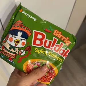 Buldak Chewy Savory Spicy Instant Noodles, Authentic Korean Super Hot Stir-Fried Birria Flavor Ramyun, Instant Ramen (Pack of 5)