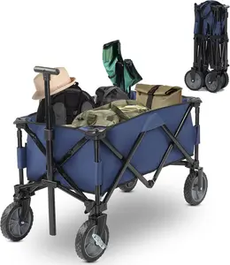 Ubesgoo Collapsible Wagon, Beach with Big Wheels for Sand, Grocery Wagon All-Terrain Wheels Garden Grocery for Shopping, Park Picnic, Camping, Beach Trip