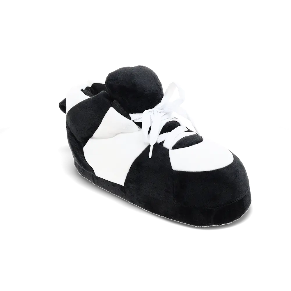 Black and White Striped Plush Sneaker Slippers for Men and Women - Comfortable Non-Slip Sole & Memory Foam Footbed - Perfect Gift for Trendsetters - Indoor Walking Shoes