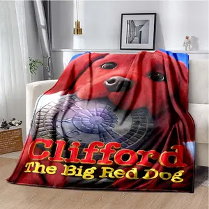 Clifford The Big Red Dog 3D Blanket Cute Cartoon HD Flannel Warm Throw Blanket Bedroom Sofa Travel Picnic Blanket Kid's Gift