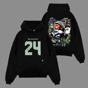 Marshawn Lynch Beast Mode 24 For 12th Man Cotton Hoodie Sweatshirt T-Shirt (Made In US), Seahawks Nation Outfit, Beast Mode Fans Game Day Outfits, Gift For Football Fans, Football Graphic Hoodie