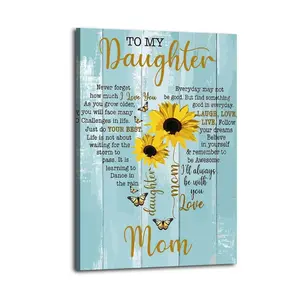 To My Daughter Gift Artistic Wall Decor, Waterproof Canvas Poster, Cute And Vibrant Poster for Bathroom, Living Room, Bedroom, Dorm, A Perfect Gift Idea for New Year Home Decor