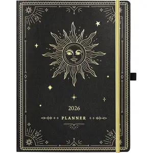 2026 Planner - Large 2026 Weekly Monthly Planner, 8.5" x 11", Jan. 2026 - Dec. 2026, Leather Cover with Thick Paper,  Pocket, Box and Notes Pages - The Sun