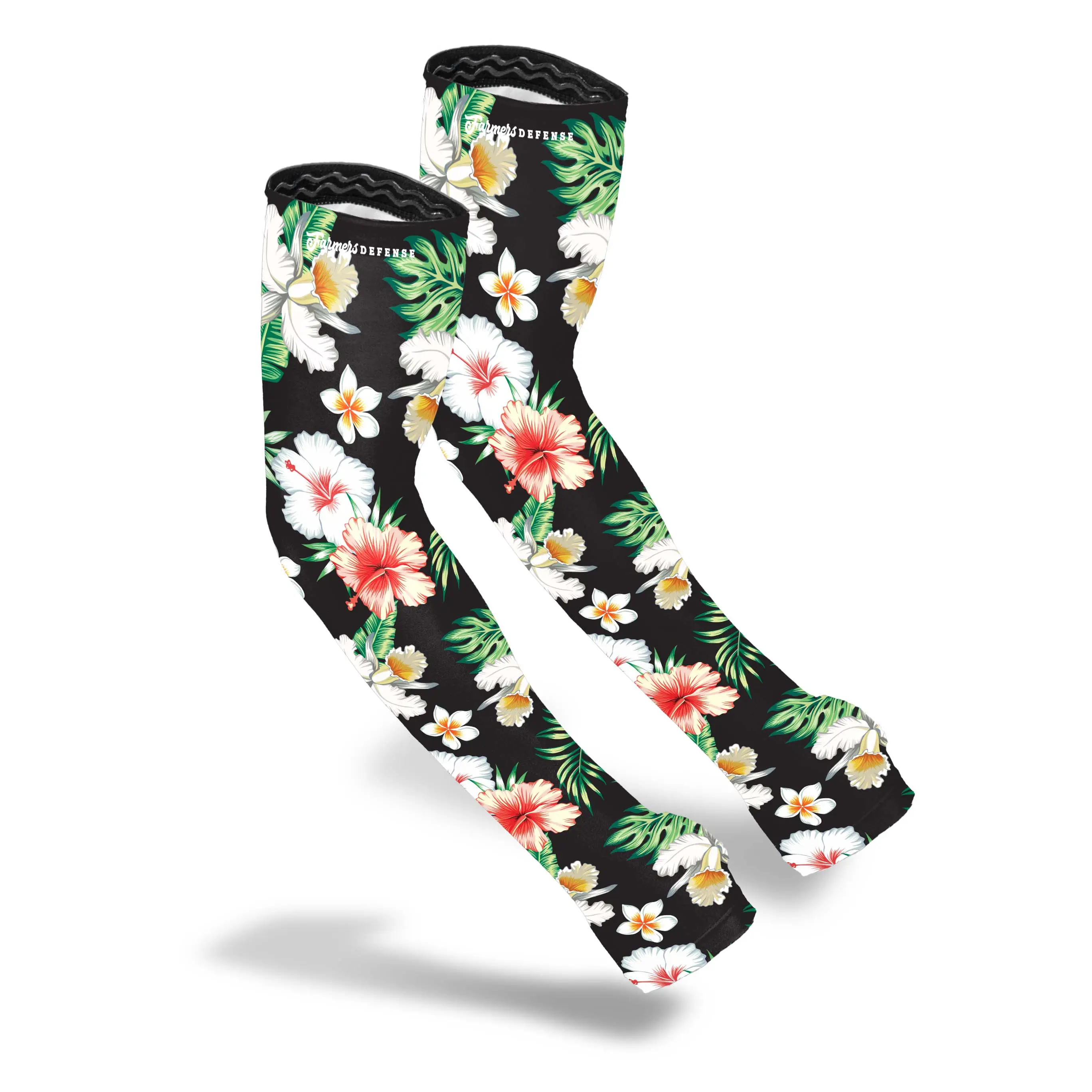 FARMER'S DEFENSE Gardening Arm Sleeves | UV Cooling Protective Sleeve Women & Men | Anti-Scratch Cover Sun UPF Outdoor Protection - Tropical Flower