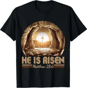 Easter Christian He is Risen Jesus Empty Tomb Men Women  T-Shirt