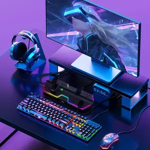 4000J Surge Protector Power Strip with USB Ports, 6 Outlets with RGB Lights and PD 20W Fast Charging, Full Spectrum Color-Select and Wide Spaced,Compatible with Gaming PC, Black