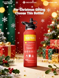 Christmas Gifts REVOMAX Fire Extinguisher Serie Tumbler - Leakproof BPA Free Sports Flask for School Travel Gym Drinkware Portable Bottled Keep Cold 36 Hours Mug Straw