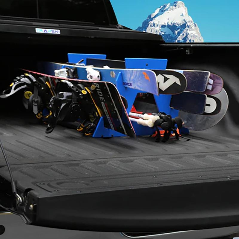 TRAPSKI QUAD Water Ski & Wake/Snowboard Rack - 12 lbs, 30"L x 20"W x 12"H, Trapezoid Design, Premium Strap, Portable for Trucks & Cars, Ideal for Wakeboarding, Water Skiing, Snowboarding - Gear