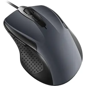 P-MUW09    USB Wired Mouse, 6-Button Corded Computer Mouse with 4 Adjustable DPI, Optical Computer Mice with Ergonomic Design and 5FT Cord for Laptop, Chromebook, PC, Desktop, Mac, Notebook-Gray