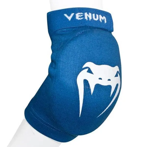 Venum Kontact Adult Elbow Protector - Blue, High-Quality Cotton, Logo Print, Durable Combat Sports Gear for MMA/Thai Boxing Training, Serious Athletes' Safe Practice