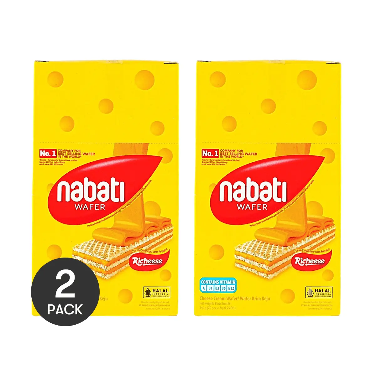 2 Pack Nabati Richeese Cheese Wafer 4.94 oz Each - Rich Cheese Cream Crispy Layers Indonesian Snack