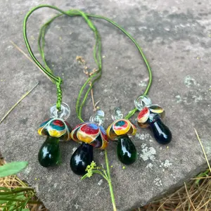 HANDMADE Glassart COLOR FUMED MUSHROOM SHAPE PENDANT-ORIGINAL UNIQUE DESIGN NUTURE LOVED GLASS MUSGROOM SHAPE PENDANT