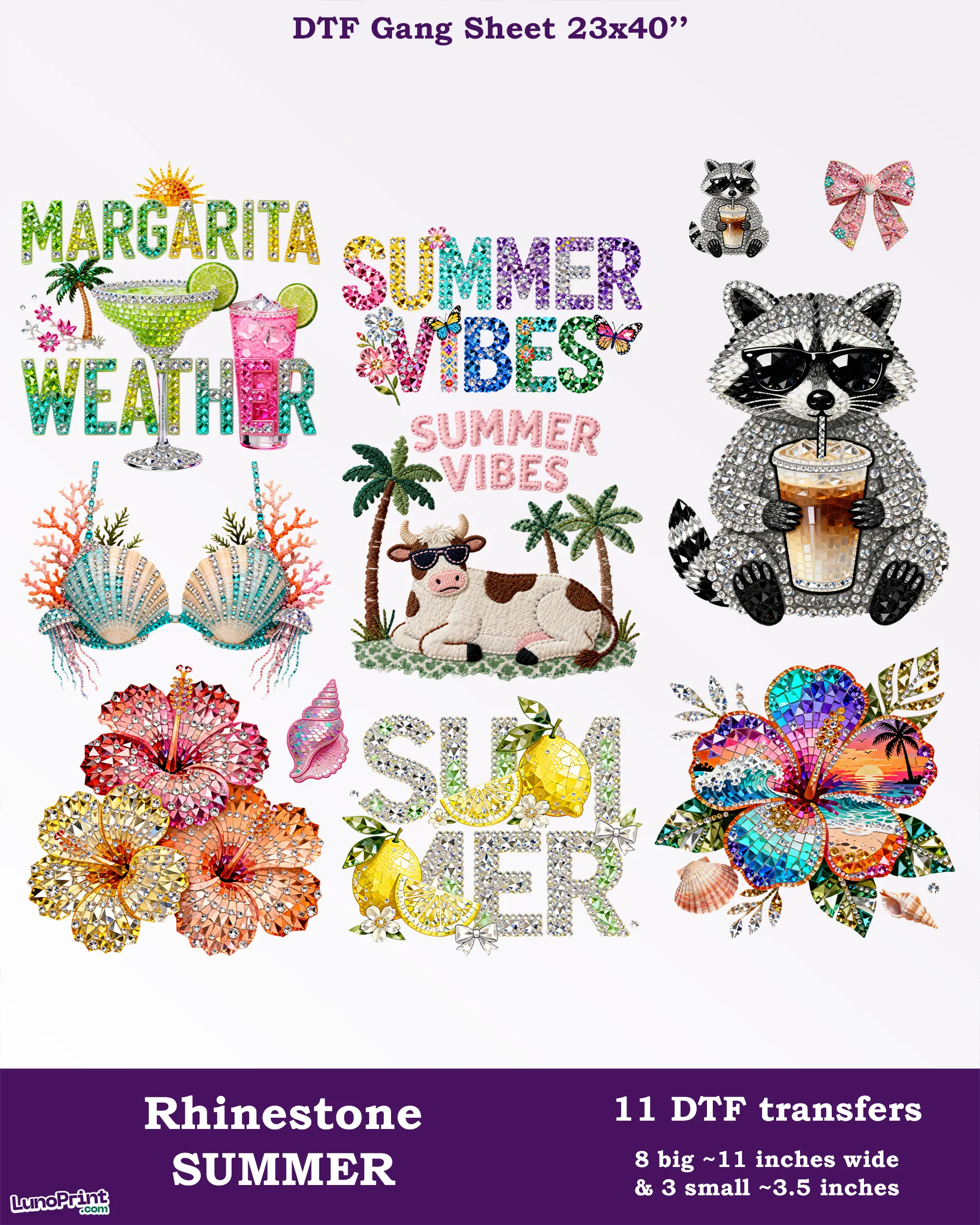 Faux Rhinestone Summer DTF Gang Sheet Faux Rhinestone Summer DTF Gang Sheet