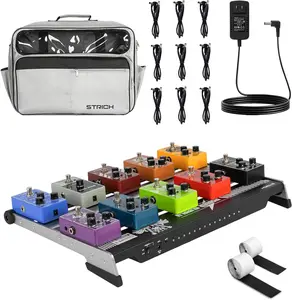 STRICH ComboFX II Guitar Pedal Board with Built-in Power Supply, 14 Outputs 9V 12V 18V, 18 x 12.2" Lightweight Aluminum Pedal Board 2.6LB with Pedal Cables, Carry Bag and Hook Loop Strips