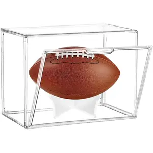 JARAGAR Acrylic Football Storage Box - Full Size Assemblable Display Case with Magnetic Door and UV Protection
