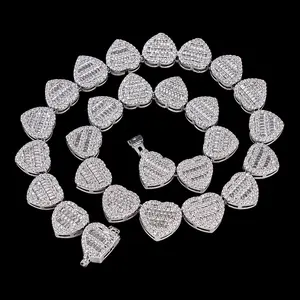 12mm Iced Heart Pendant Necklace – Gold or Silver Cuban Link | NY-ICE