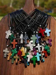 30-Piece Cross Pendant Set with Necklace Chains, Ideal for Jewelry Making, DIY Necklaces, Crafts, and Gifts, 15 Pendants + 15 Chains