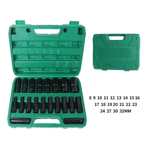 Ready Stock 20pcs 1/ 2 Inch Impact Wrench Socket Set + Adapter - 8- 32mm Hex Tool for Auto Repair Including Portable Storage Box