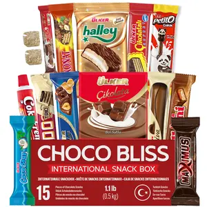 Eastanbul International Snack Box, 15 Chocolate Assortment Bars, Premium Turkish Chocolates Mixed Pack