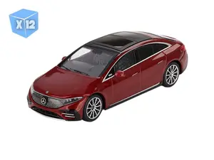 12 PACK Mercedes-Benz EQS 580 4MATIC – Red Metallic (Mini GT) Diecast 1:64 Scale Model - TSM MGT00970