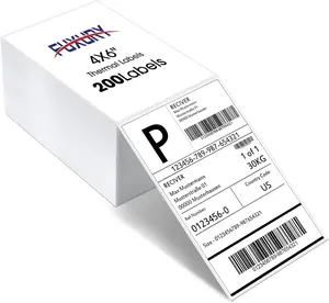 Fuxury Thermal Labels 4x6 200 Labels Fanfold Direct Shipping Label with Perforated and Strong Adhesive Mailing Stickers Paper Thermal Printer Sticker for Most Printer Shipping Supplies