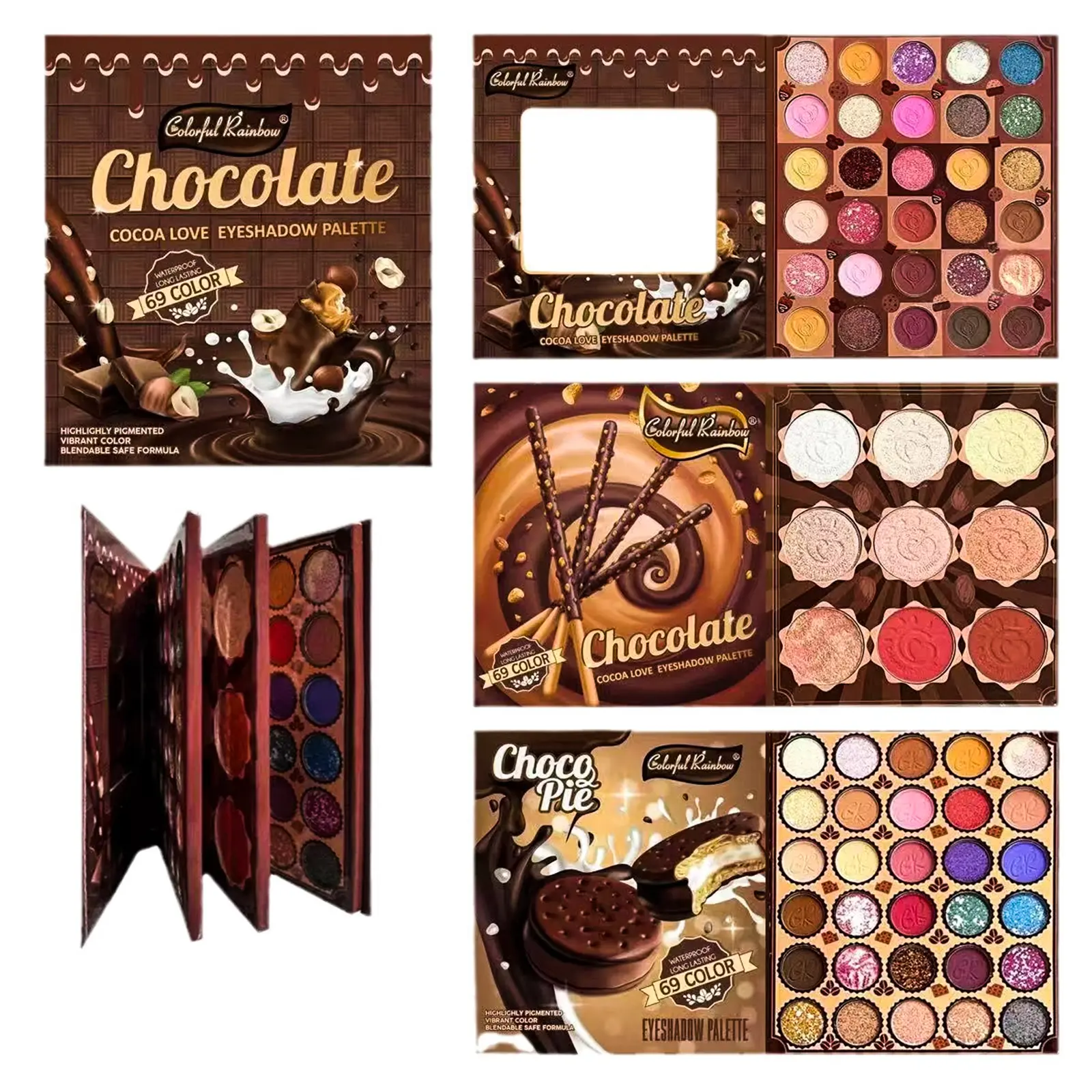 Colorful Rainbow Chocolate Cocoa Love 63 Eyeshadow Palette - Richly Pigmented Blendable Formulas with Sweet Chocolate Inspired Designs for Daily Party & Creative Makeup Looks Safe High-Quality for All Beauty Enthusiasts - Smooth eye shadow yeshadow
