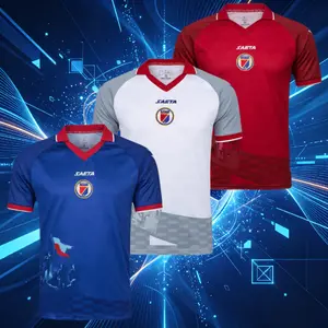 2026 Haiti National Home And Away Blue White And Red Short Sleeve Soccer Jersey Fans Version Breathable