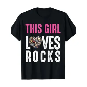 Men's 100% Cotton Vintage Style "This Woman Loves Rocks" Geology Rock Collector T-Shirt - Heart-Shaped Rock Series Print T-Shirt, Loose Fit Round Neck Casual Top, Suitable for Rock Collectors and Nature Enthusiasts.