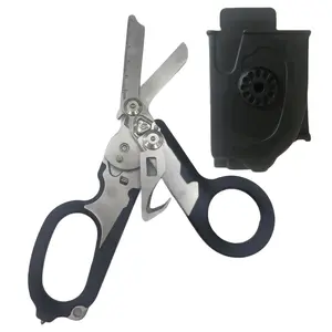 6-in-1 Convenient Cutting Scissors with Strap Cutter & Glass Breaker, 1 Count Foldable Scissors Pliers, Outdoor Camping Rescue Scissors Tools with Compatible Holster, Heavy Duty Scissor, Industrial Scissors