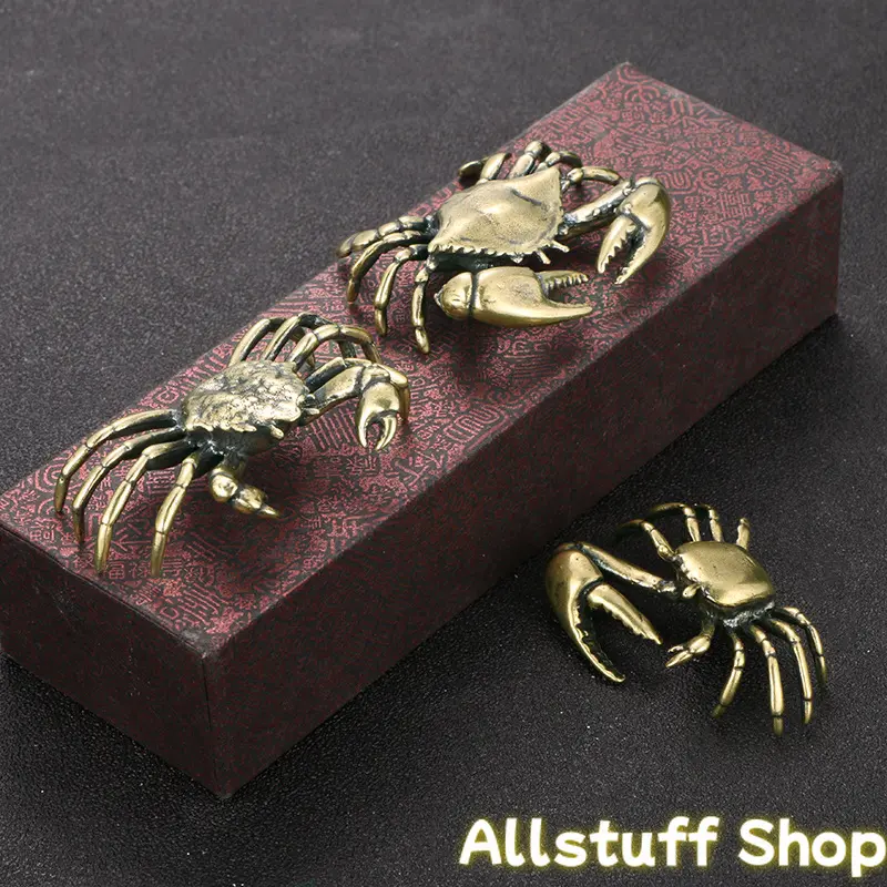 3pcs Collectible Alloy Casting Metal Crab Figurines - Miniature Animal Decorative Figurines for Desk, Bookshelf, Ideal Christmas Gift & Wholesale Home Decor Statues, Collectible Figurines
