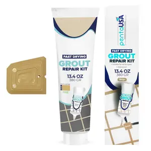 Tile Grout - Large Grout Filler Repairs Renews Tube, Fast Drying Grout Repair Kit, Odorless Formula - Grout Floater Included - 13.4oz / 380gr (Beige)