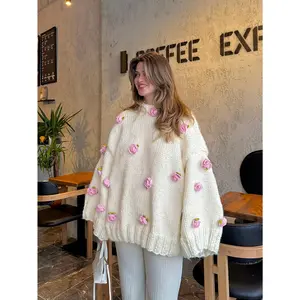 Women's Autumn Sweater, Fashion Handmade Crochet Knit Cardigan for Women, Winter Pullover Oversized Coat Top