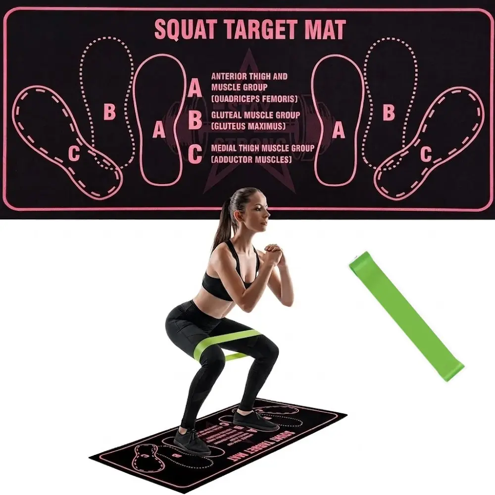 Squat Mat with Foot Position - 30"x 13.8" Non-Slip High-Density Sports Mat Pad for Safe Squats, Improving Muscle Activation & Home Gym Workouts, Exercise Equipment Mat, Squat Guide Mat