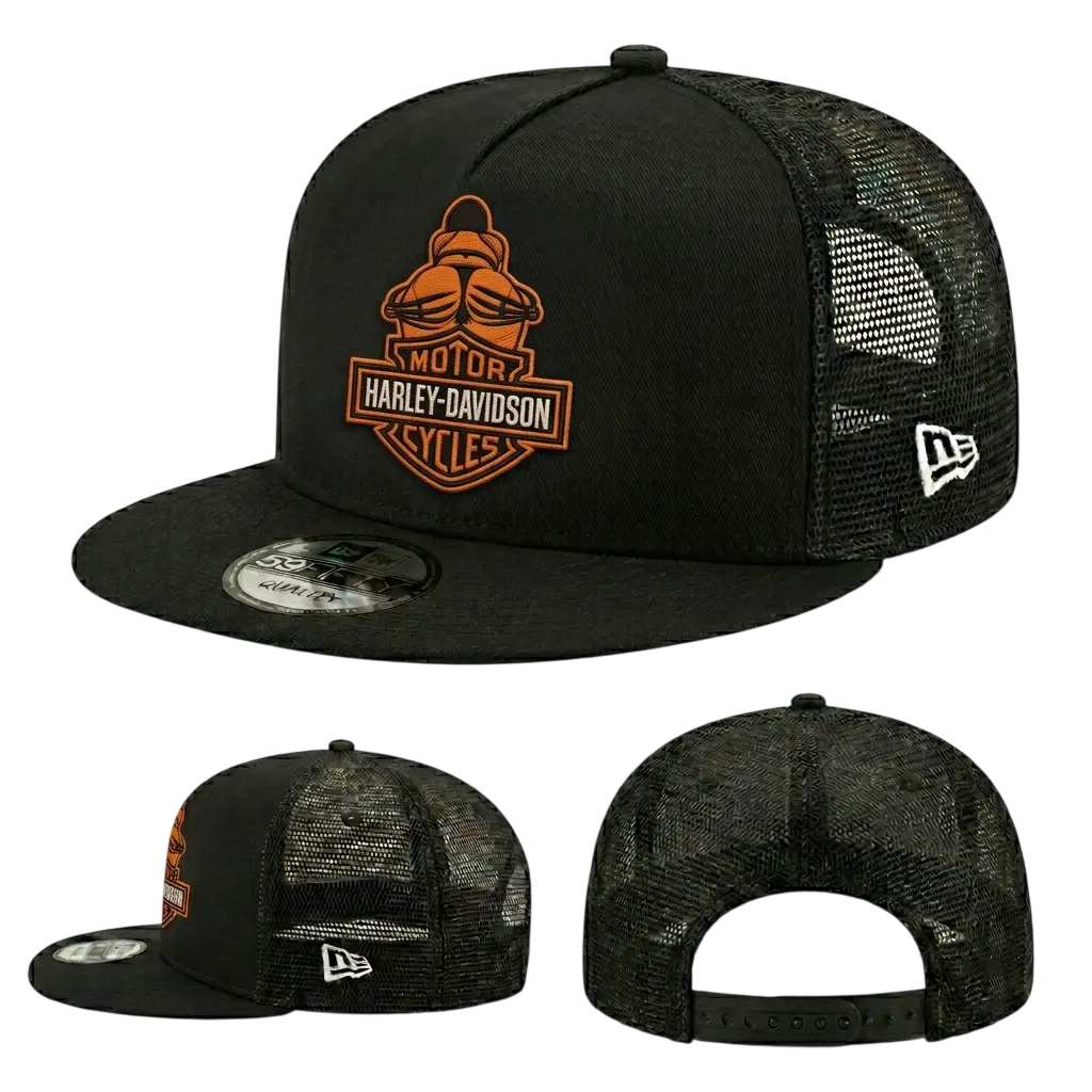 Retro Motor Shield Embroidered Trucker Cap, Black Mesh Adjustable Snapback Hat for Men Women, Vintage Biker Club Style Headwear, Motorcycle Riding Baseball Cap, Casual Streetwear Outdoor Hat, Garage Inspired Gift for Riders and Moto Fans