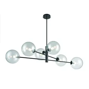 Courcelette Six Light Linear Pendant Graphite w/Clear Glass
