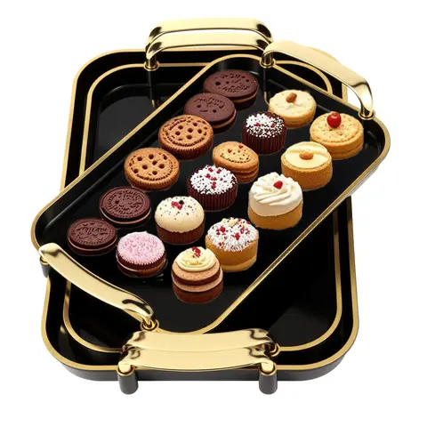 3 Pack Serving Tray with Handles Stackable Reusable Trays for Serving Food Plastic Serving Platters for birthday Party Charcuterie Fruit Appetizer BBQ Pool snacktray  festive party platter Thanksgiving Christmas gift