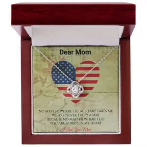 To My Mom Necklace From Daughter, Mother's Day Gift - Military Mom No Matter Where, Mothers Day Present From Son Daughter, Mom Gift for Birthday,Mothers Day Gifts For Mom, Best Presents For Mother