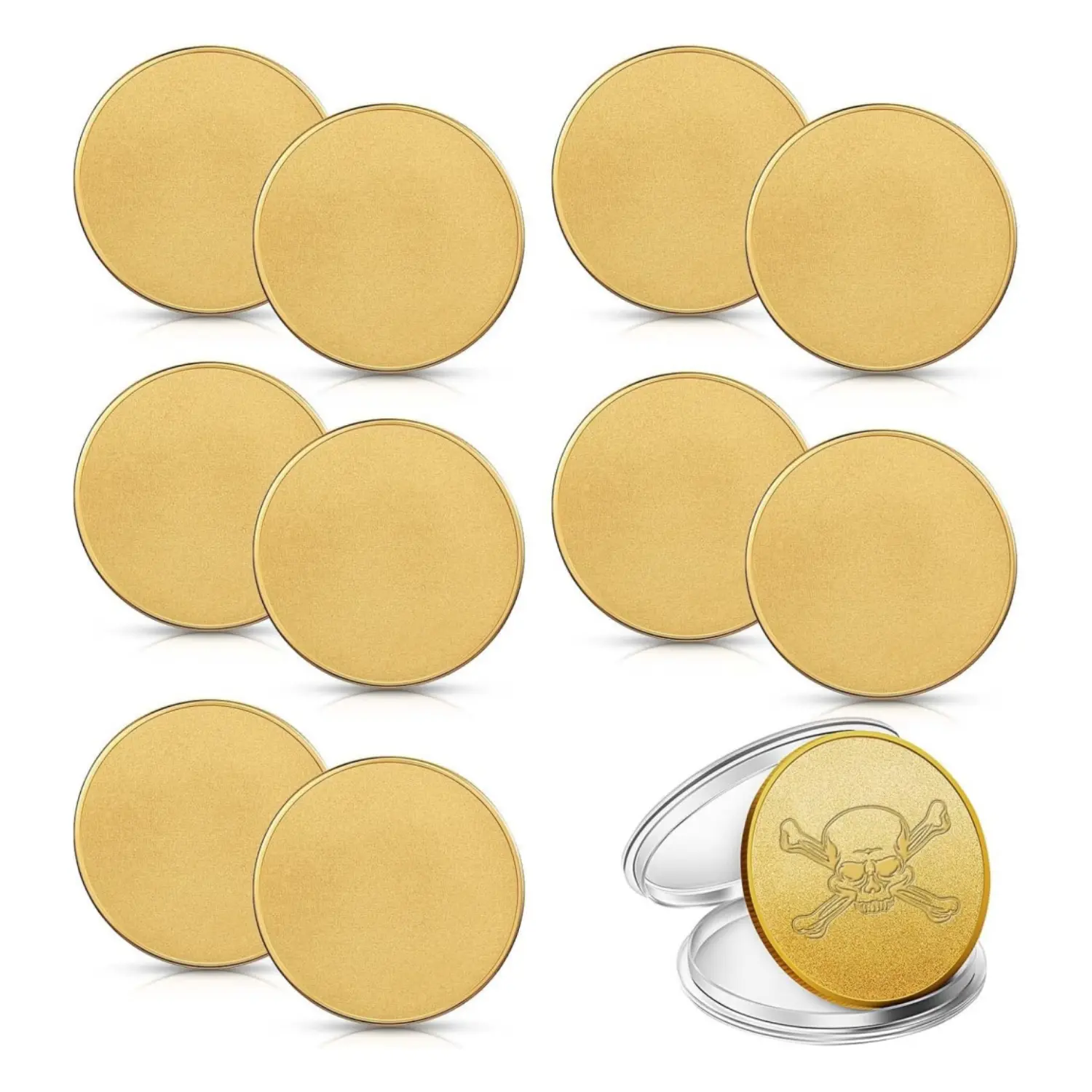 10Pcs 40mm Threaded Edged Alloy Blank Challenge Coins (Blank Medals) with Acrylic Protection Box - Glossy Surface, Comfortable Use Experience, Laser Engraving Ready for Birthday Gifting, Coin Collecting (Ideal for Colleagues, Military), Personalized