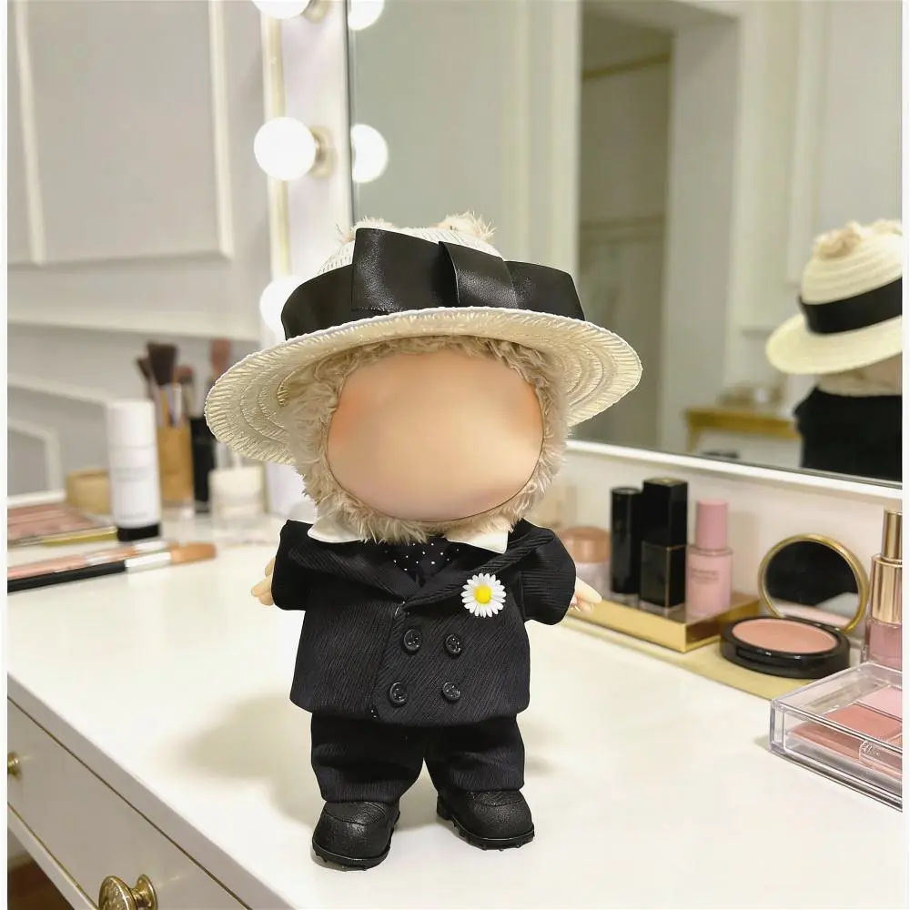 Suit Jacket Outfits For Labubu(NO DOLL) Suit for 6.5in Labubu Doll Stylish Outfits Including Clothes Pants Shirts Hats Glasses Ties and Leather Shoes replacement clothes 7 Piece Set Casual elegant outfit Cute Labubu Clothing lifelike doll clothing