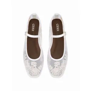 Cider EMBROIDERED MESH MARY JANE FLATS