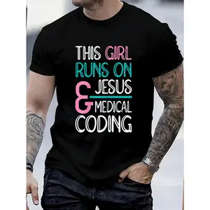 100% Cotton Jesus & Medical Coding Medical Coder T-Shirt Women's Men's Graphic Tee Causal Tops Fashion