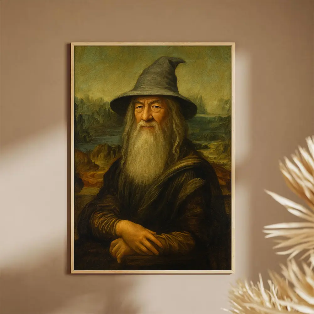 Mona Gandal Wizard Poster – Funny Renaissance Magic Art, Vintage Wall Decor