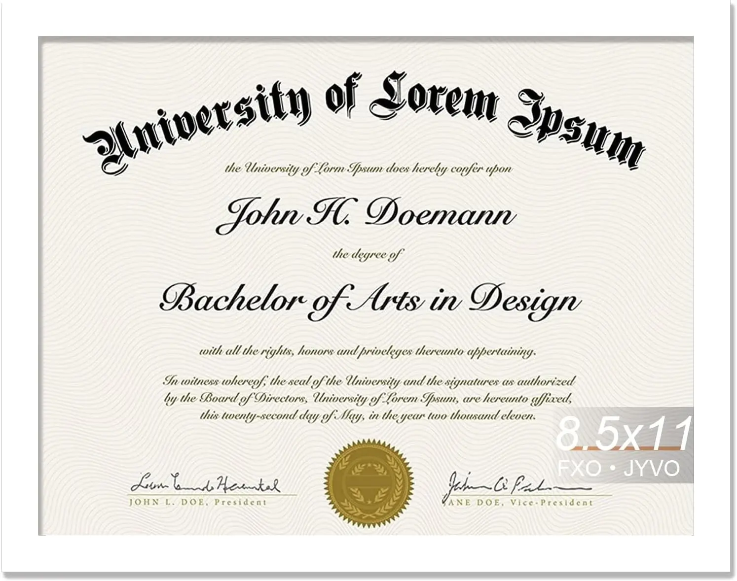 White 8.5 x 11 Frame Display 8.5 by 11 Document Certificate Diploma Wall and Tabletop - 1 Pack