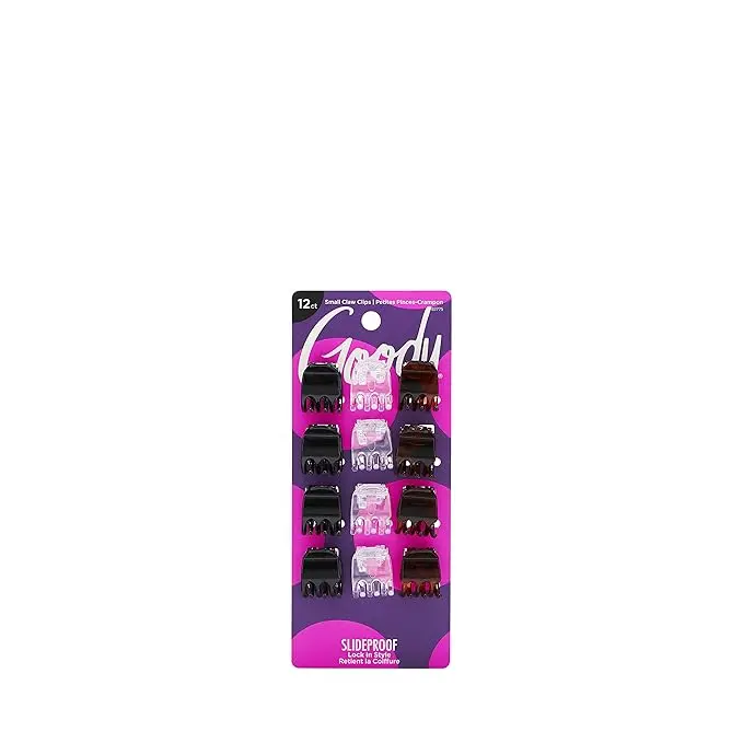 Small Basic Half-Claw Clips, 3 Prong Hair Clips, Assorted Neutral Colors, All Hair Types, 12 Count (Pack of 1)
